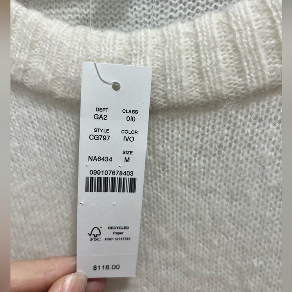 NEW J. Crew High Rib Pullover Sweater In Ivory Alpaca Wool Blend CG797 $118 M - Picture 10 of 11